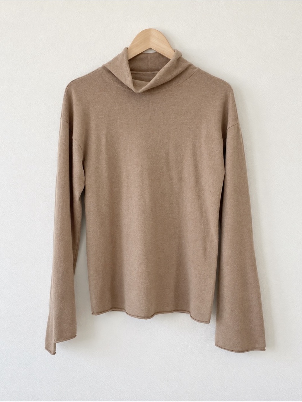 Theory 100% Cashmere Women’s Sweater TanLing Sleeve Soft Knit Top L - Picture 2 of 6